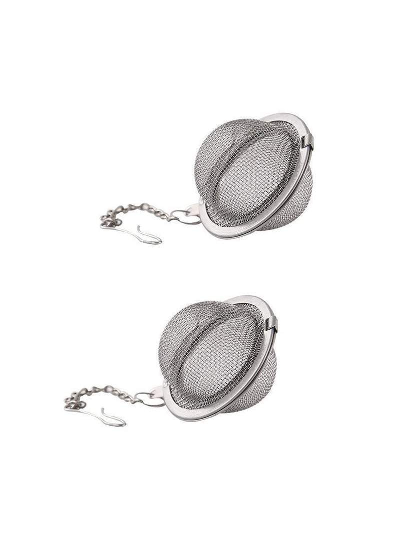 بيوينتي 2 قطعة مصفاة شاي شاي شبكية كروية شبكية 2 قطعة مصفاة شاي مصفاة شاي ممتازة بفاصل شاي فاصل مع خطاف سلسلة ممتد - Image 1