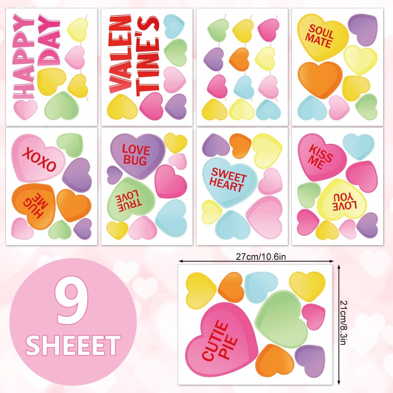 وولاين ملصقات جدار عيد الحب الصخرية محادثة رومانسية حلوى القلب شارات الجدارية صغيرة الغرفة ملصقات جدارية لزفاف الذكرى السنوية ديكور حفلات المنزل 8.3 × 10.6 بوصة 9 أوراق - Image 2