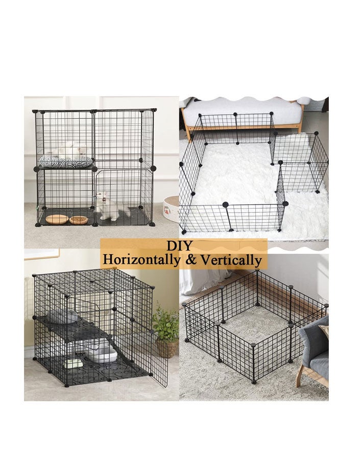 2-Tier Cat Cage Indoor DIY Cat Playpen Detachable Metal Wire Kennels Crate Large Exercise Place Ideal for 1-2 Cat - Image 2