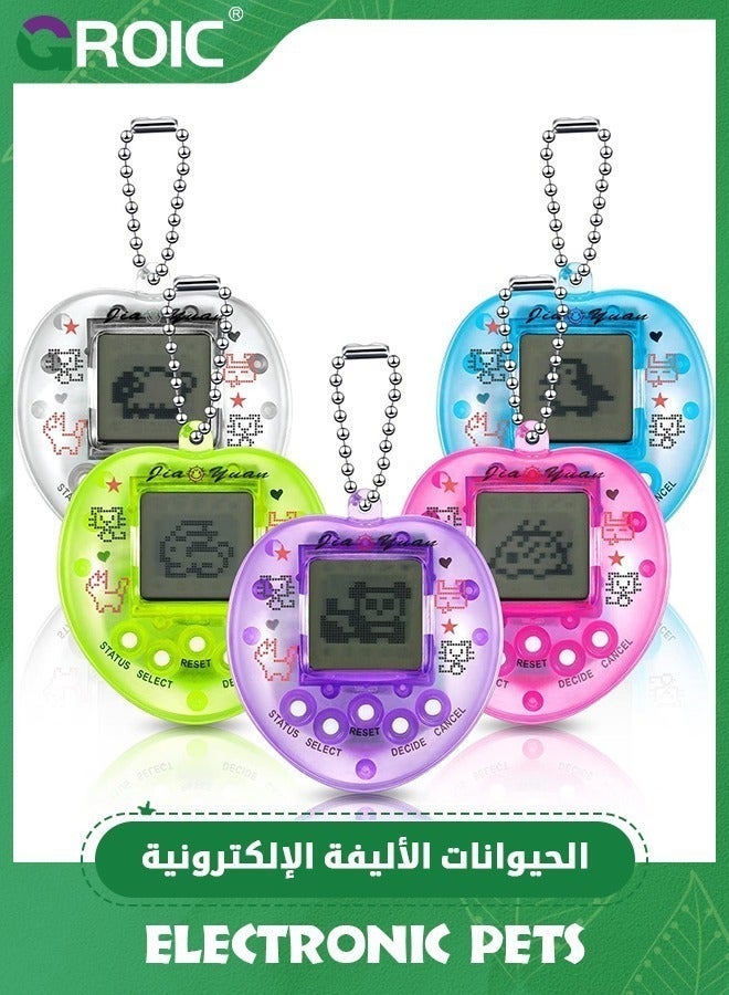 GROIC 5 Pieces Virtual Pets Keychain Digital Nostalgic Electronic Keychain,Pet Key Chain 90s Handheld Games Game Keyring, Keychain,Handheld Machine  - Image 1
