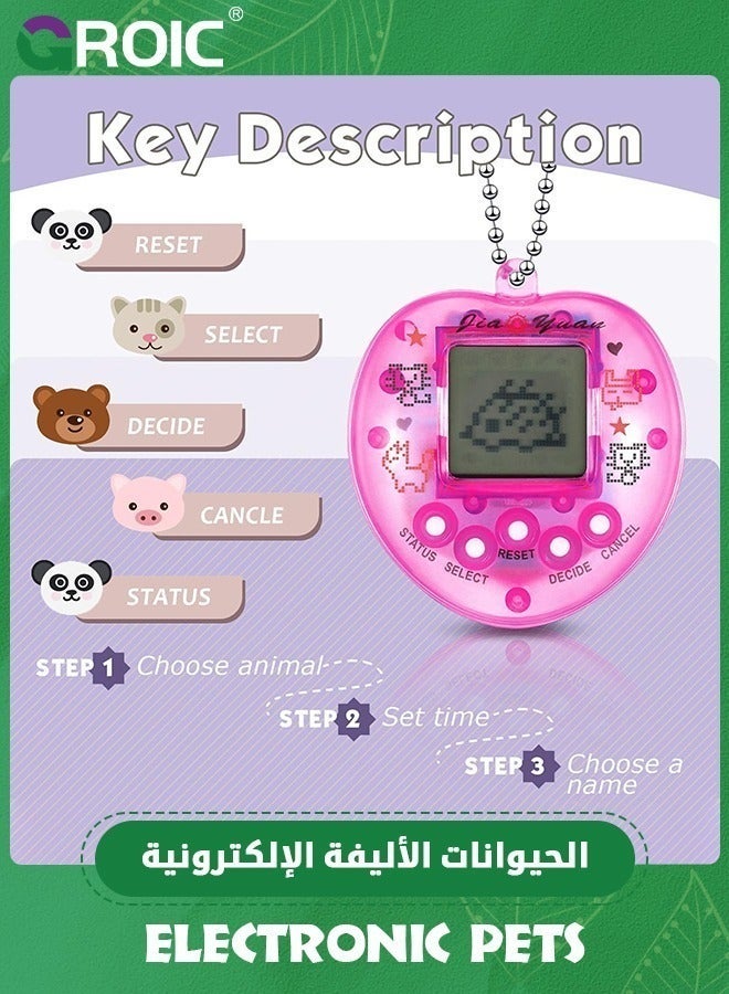 GROIC 5 Pieces Virtual Pets Keychain Digital Nostalgic Electronic Keychain,Pet Key Chain 90s Handheld Games Game Keyring, Keychain,Handheld Machine  - Image 4