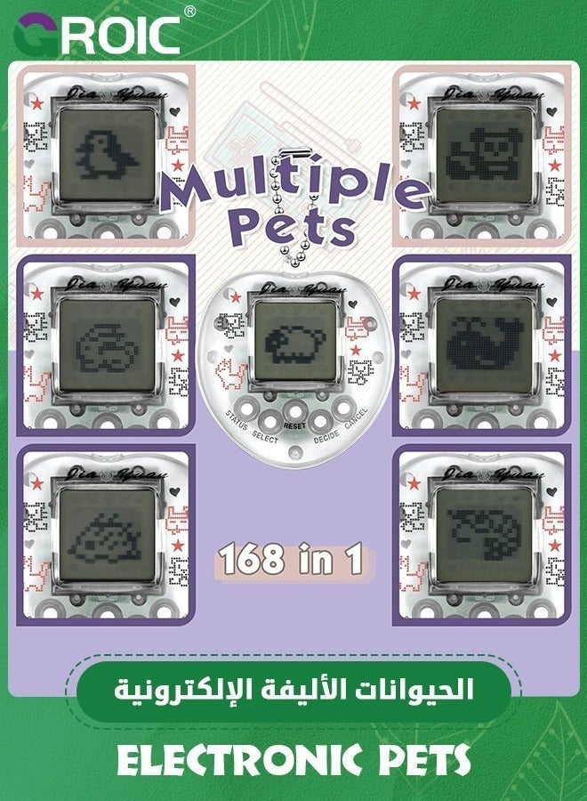 GROIC 5 Pieces Virtual Pets Keychain Digital Nostalgic Electronic Keychain,Pet Key Chain 90s Handheld Games Game Keyring, Keychain,Handheld Machine  - Image 5