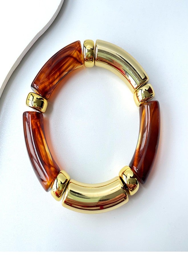 كولودوغو مجموعة كولودوغو من 3 أساور عريضة للنساء، قابلة للتكديس، مصنوعة من الأكريليك والخيزران، أساور مطاطية للنساء كهدية مجوهرات - Image 5