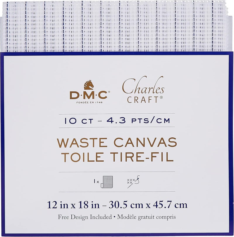 DMC Charles Craft Waste Canvas, White, 12 x 18 Inches, 10 Count - Image 1