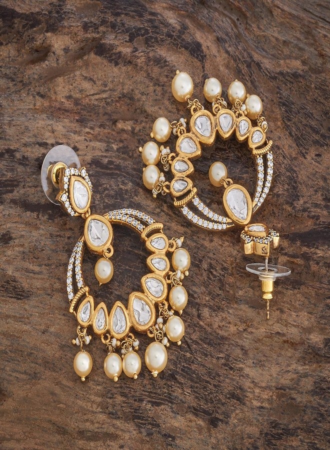 Kushal's Fashion Jewellery White Victorian Polished Push Back Drop Earrings | Best For Bride, Bridemaids & Special Occasion | Earrings For Women - 425793 - Image 4