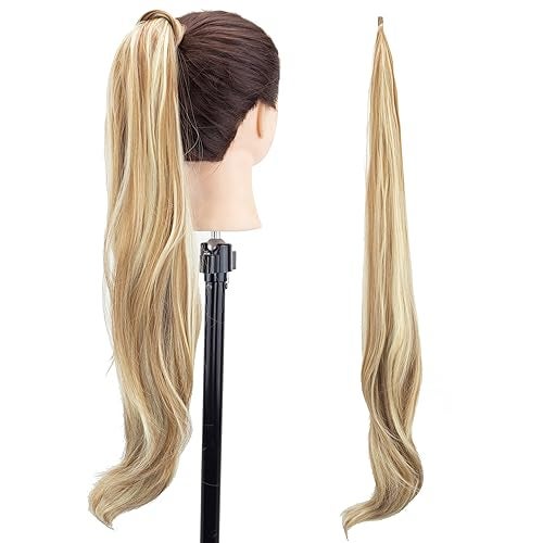 IMISSU Hair Extension Pony Tail Flexible Hair Ponytails Hairpieces Piano Copper Mix Blonde - Image 2