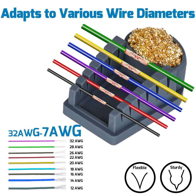 WEP S200 Gray Soldering Wire Holder, Heat Resistant Silicone Stand with Brass Wool Tip Cleaner and 6 V-shaped grooves, Helping Hands for Soldering - Image 5