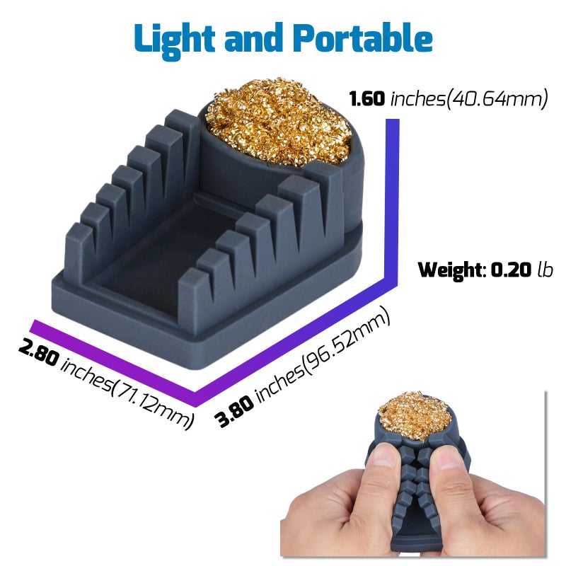WEP S200 Gray Soldering Wire Holder, Heat Resistant Silicone Stand with Brass Wool Tip Cleaner and 6 V-shaped grooves, Helping Hands for Soldering - Image 3