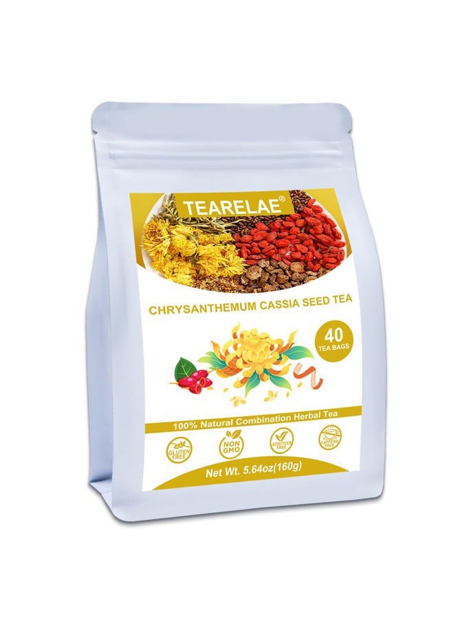 TEARELAE Chrysanthemum Cassia Seed Tea - 4g x 40 Count - Burdock Root, Goji Berry, Honeysuckle, Osmanthus - Combination Herbal Tea Bag - Image 1