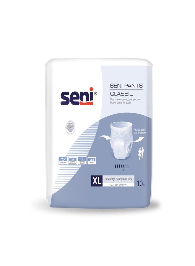 Seni Pants Classic Adult Diaper Pants (Pull-Ups), Breathable, Leak-Proof, with Wetness Indicator, Size XL, 10 Pcs per Pack - Image 1