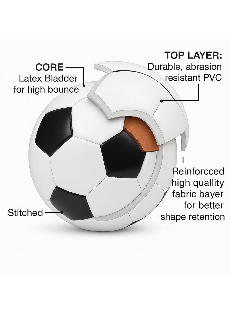 diu toyz Football Size 5 Classic Soccer Ball Black n White - Image 5