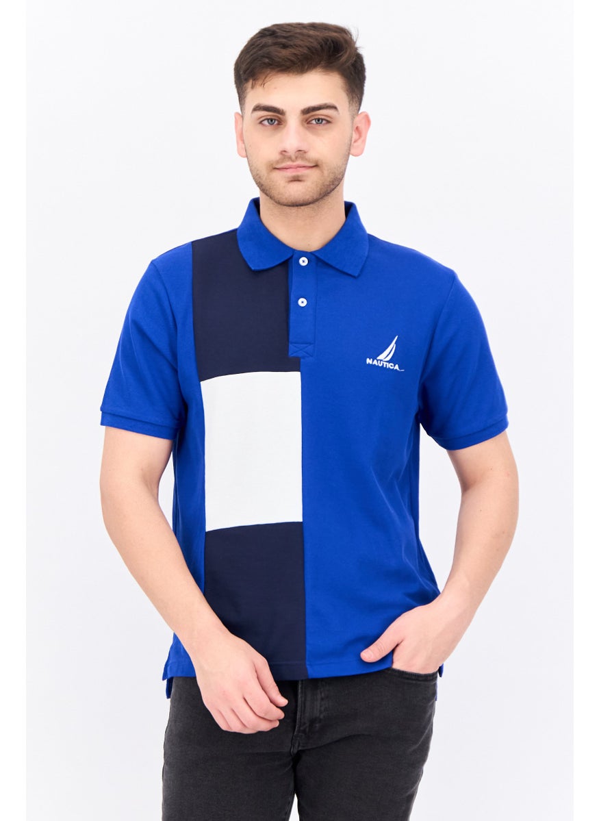 NAUTICA Men Regular Fit Embroidered Logo Short Sleeves Polo Shirt, Blue  - Image 1