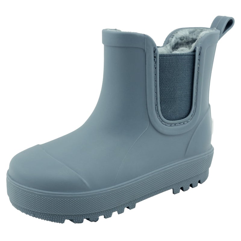 BEARPAW Toddler and Kids' Rain Boots with Faux-Fur Lining â€“ Waterproof Rubber Chelsea Boot for Boys & Girls â€“ Slate, Size 3 - Image 1