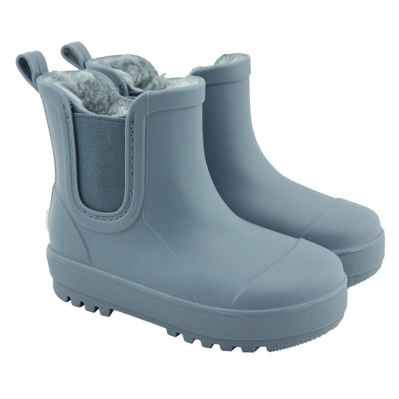 BEARPAW Toddler and Kids' Rain Boots with Faux-Fur Lining â€“ Waterproof Rubber Chelsea Boot for Boys & Girls â€“ Slate, Size 3 - Image 2
