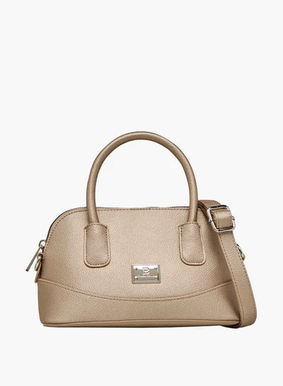 Flora Bella By Shoexpress Textured Crossbody Bag with Detachable Strap and Zip Closure