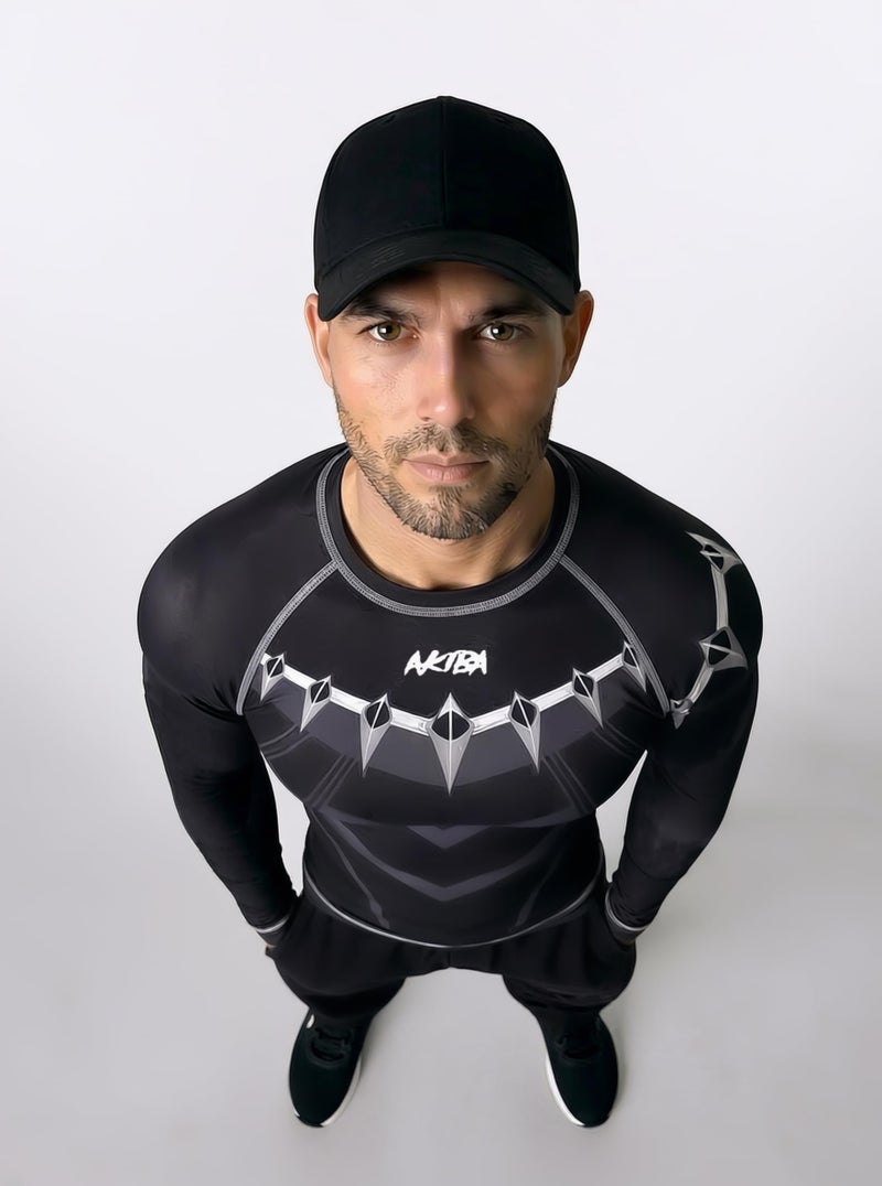 AKIBA Full Sleeve Compression Rash Guard for Men (Black, 36) | Performance Fit Athletic Shirt for MMA, BJJ, Gym, Running, Cycling | Moisture-Wicking, Durable, Crew Neck Design | Protection & Comfort - Image 3