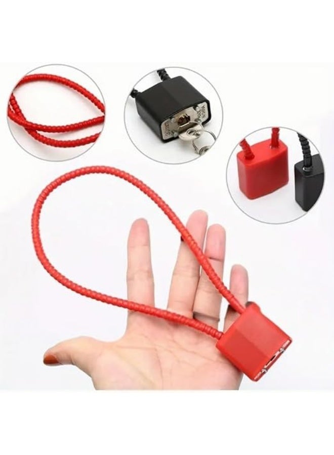 Red 2-Key Steel Cable Lock, Heavy Duty Long Lock for Bike, Luggage, Gym Bag, Flexible Steel Rope Lock Secure Outdoor Use, Cable Lock with Same Key for Travel and Security - Image 1