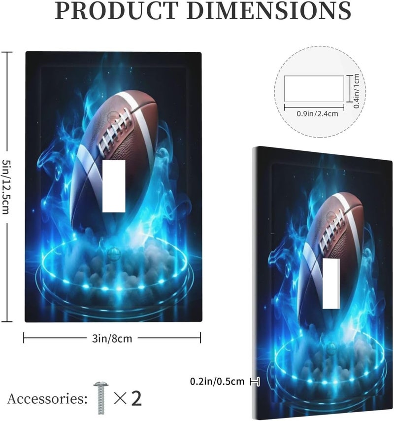 Blue Flame Football American Wall Plate 1 Gang Toggle Light Switch Cover Single Toggle Faceplate Decor 3X5 In - Image 5