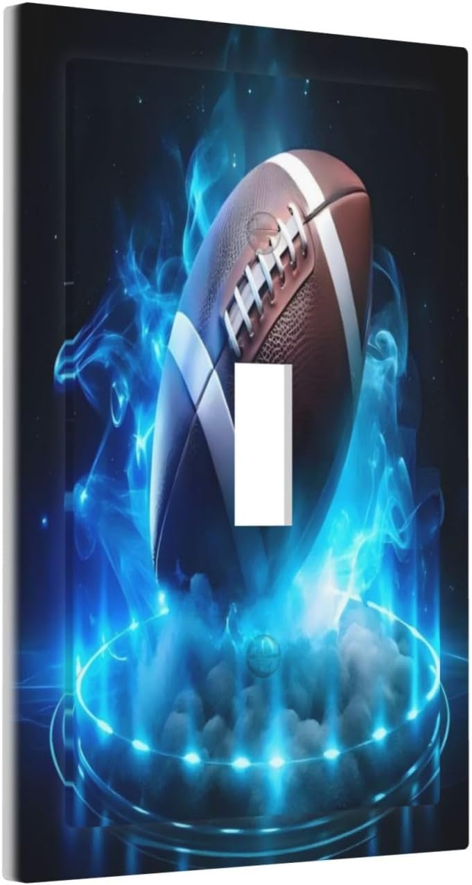 Blue Flame Football American Wall Plate 1 Gang Toggle Light Switch Cover Single Toggle Faceplate Decor 3X5 In - Image 2