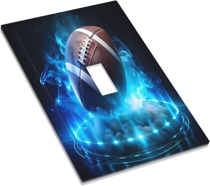 Blue Flame Football American Wall Plate 1 Gang Toggle Light Switch Cover Single Toggle Faceplate Decor 3X5 In - Image 3
