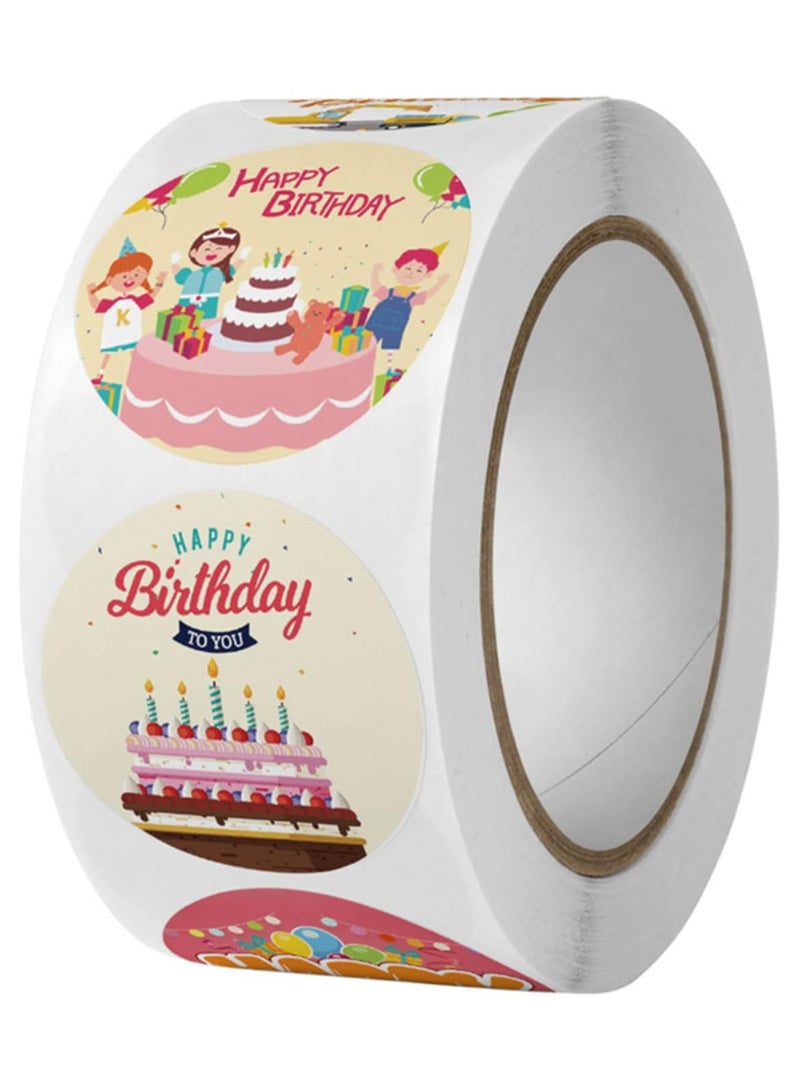 Happy Birthday Stickers Seals 500Pcs in 1Roll for Birthday Décor Party Supplies School Cards Sealing, 8 Designs Envelope Sealing Gift Wrap - Image 2