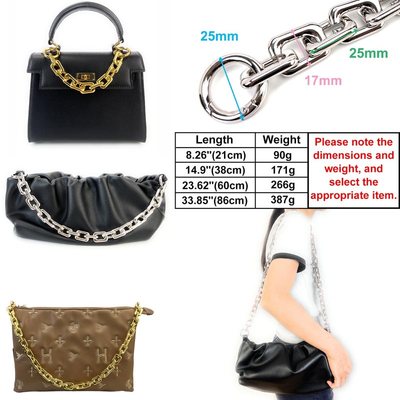 VersaKits Heavy Chunky Link Chain Strap Purse Handbag Top Handle Shoulder Straps Accessories Decoration Chain Strap Extender Charms Replacement(14.9'' Gunmetal Black) - Image 2