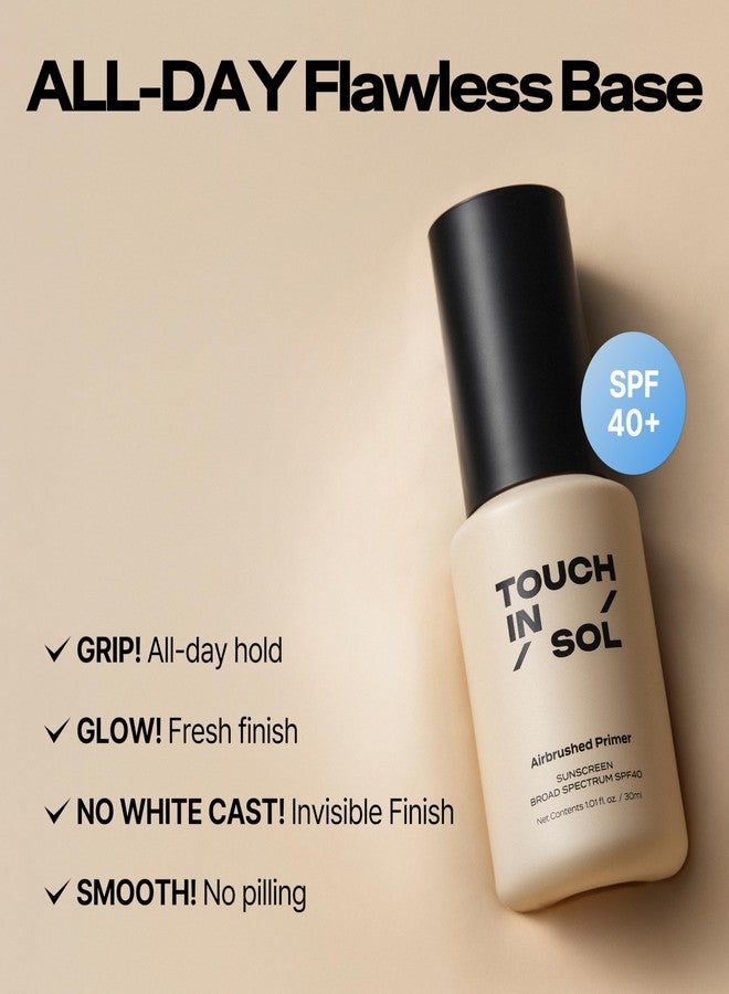 تاتش إن سول برايمر TOUCH IN SOL Airbrushed Primer SPF 40 - برايمر مكياج مع حماية من الشمس، قاعدة ناعمة ومُخفية للعيوب مع عامل حماية واسع النطاق من الشمس، تركيبة مرطبة خفيفة الوزن، مكياج كوري (1.01 أونصة سائلة) - Image 3