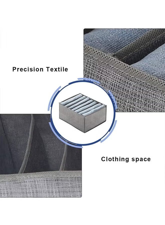 7 Grids Wardrobe Clothes Organizer, Large Foldable Closet Storage Organizer, Washable Closet Storage Box, Divider Drawer Organizer with Support Board, Suitable for Thin Coats Jeans Trousers Leggings Sweaters T Shirts (Grey, 35×24×17 Cm)  - Image 3