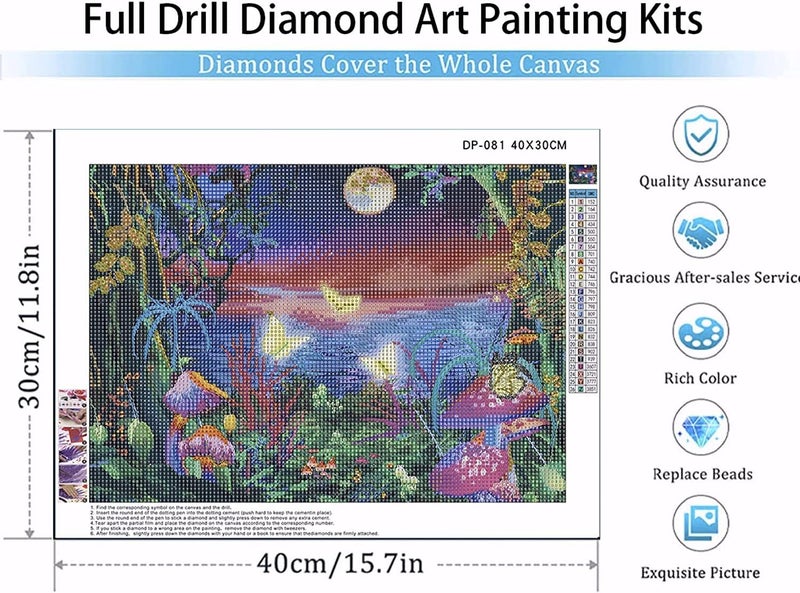 Street27 Diamond Art Painting Kits For Adults-Full Drill Diamond Dots Paintings For Beginners,Moon Beach Round 5D Paint With Diamonds Pictures Gem Art Painting Kits Diy Crafts 12X16" (Moon Beach) - Image 4