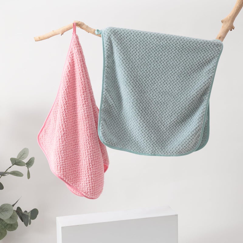 Kuber Industries 2 Piece Hand Towel Set|280 GSM|Gtm & Workout Towels|Super Absorbent & Antibacterial Treatment|Small Size Travel Friendly (Green & Pink) - Image 1