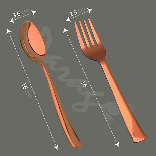 Parage 12 Pieces Stainless Steel Rose Gold Cutlery Set, 16 cm Each, Premium Spoon & Fork Set for Home & Kitchen, PVD Rose Gold Flatware, Elegant Dining (6 Dinner Spoons & 6 Dinner Forks) - Image 3