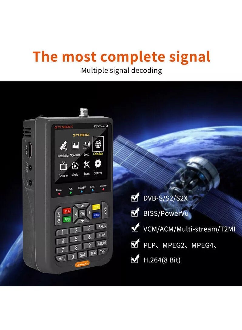 Measuring Satellite Signal Finder Meter for Adjusting Dish with LCD Screen in Gray Color and Backpack - Image 2