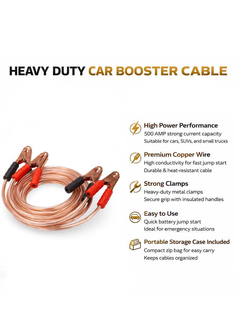 SPIDER Heavy Duty 500 AMP Car Booster Cables – 6 Gauge Copper-Clad Jump Start Cables with Strong Metal Clamps 5205 - Image 3