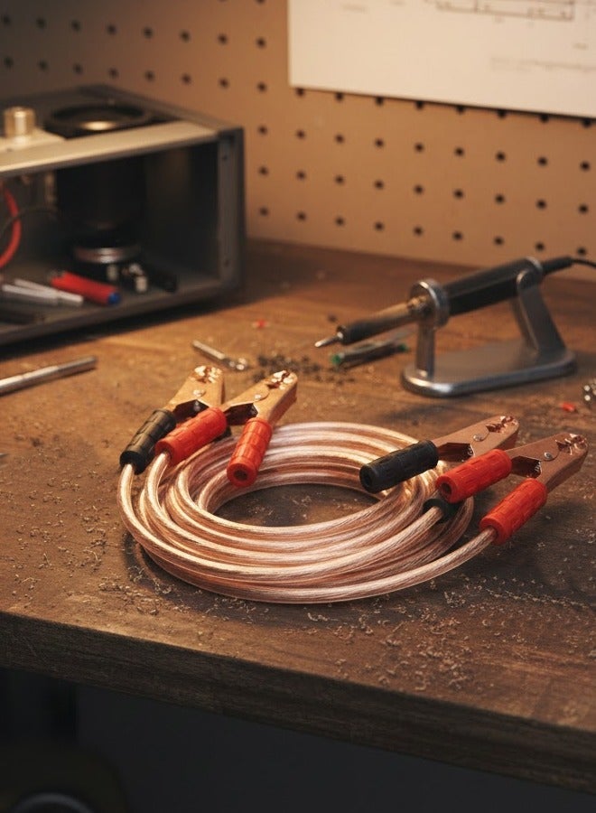 SPIDER Heavy Duty 500 AMP Car Booster Cables – 6 Gauge Copper-Clad Jump Start Cables with Strong Metal Clamps 5205 - Image 1