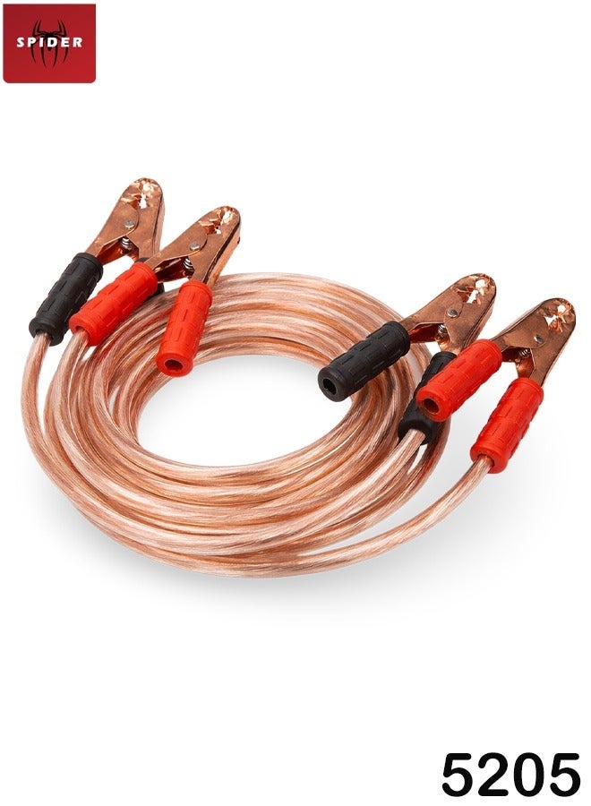 SPIDER Heavy Duty 500 AMP Car Booster Cables – 6 Gauge Copper-Clad Jump Start Cables with Strong Metal Clamps 5205 - Image 2