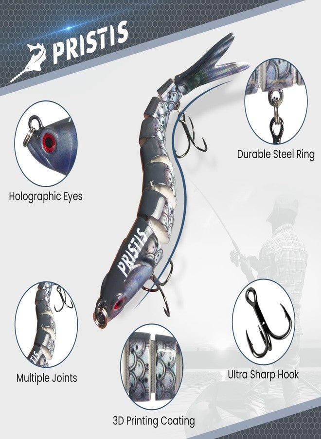 Pristis 5pcs Multi Jointed Swimbaits, Lifelike Topwater Fishing Lures for Saltwater Freshwater, Creative Angler Gifts, Slow Sinking Animated Hard Baits for Bass Pike Muskie Largemouth, Fishing Plugs - Image 4
