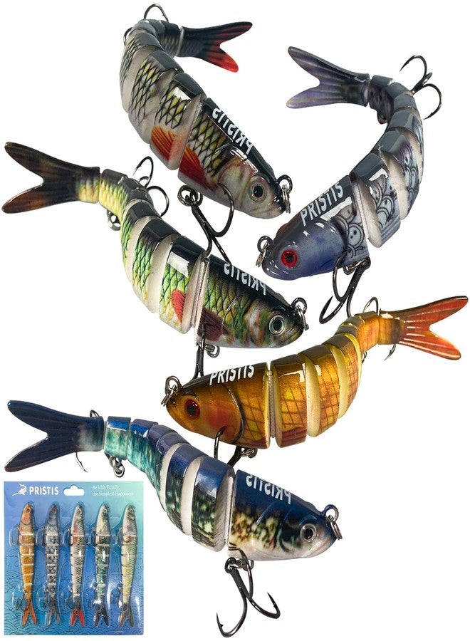 Pristis 5pcs Multi Jointed Swimbaits, Lifelike Topwater Fishing Lures for Saltwater Freshwater, Creative Angler Gifts, Slow Sinking Animated Hard Baits for Bass Pike Muskie Largemouth, Fishing Plugs - Image 1