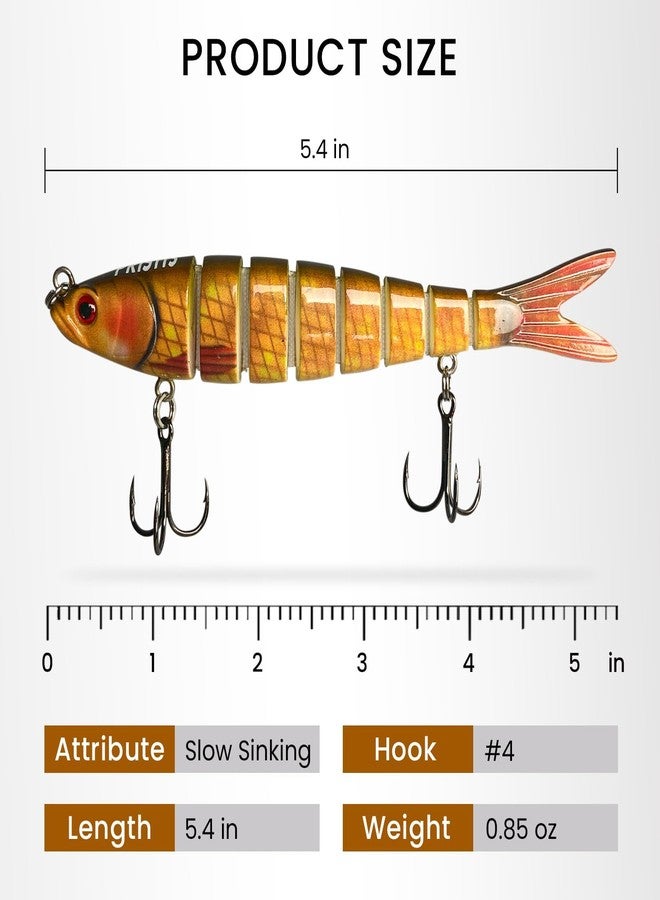 Pristis 5pcs Multi Jointed Swimbaits, Lifelike Topwater Fishing Lures for Saltwater Freshwater, Creative Angler Gifts, Slow Sinking Animated Hard Baits for Bass Pike Muskie Largemouth, Fishing Plugs - Image 3