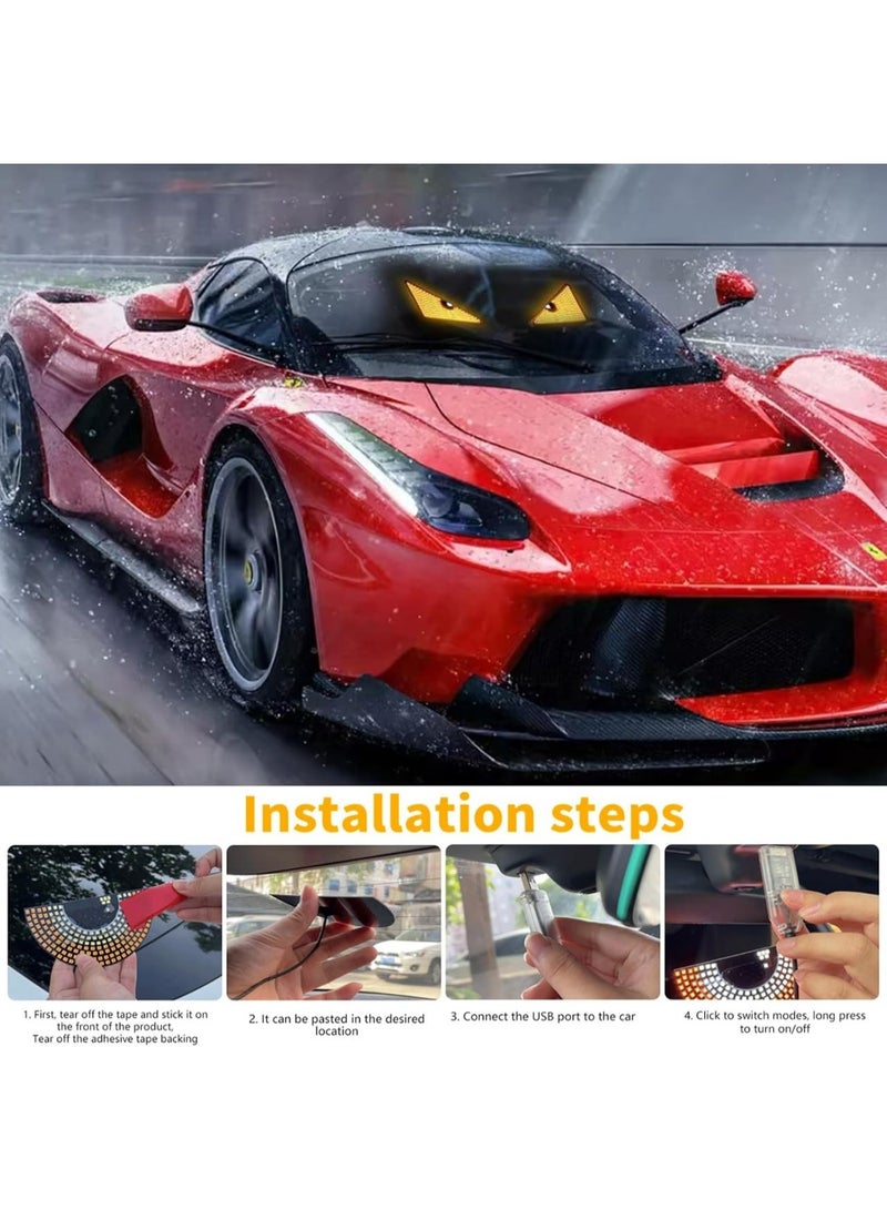 Dynamic LED Rear Windshield Eye Lights - USB Powered Animated Display - Interactive Back Window Decal - Multi-Mode Car Accessories - Image 4