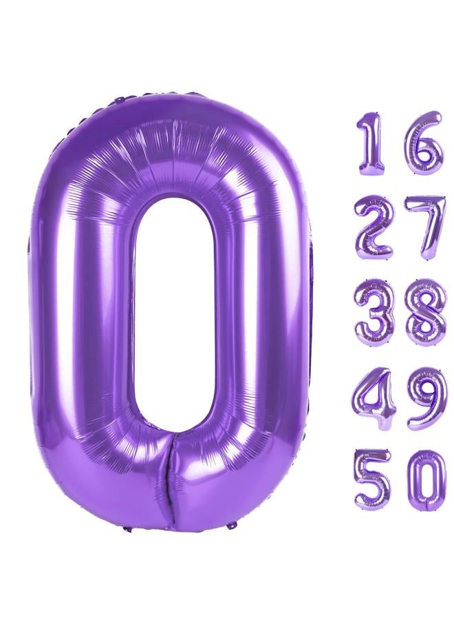 Kelfuoya 40 Inch Purple Number 0 Balloon Giant Large Nmuber 0 10 20 Foil Balloon for Birthdays,Anniversaries Graduations, 10th 20th Birthday Decorations - Image 1
