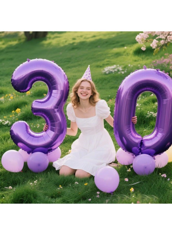 Kelfuoya 40 Inch Purple Number 0 Balloon Giant Large Nmuber 0 10 20 Foil Balloon for Birthdays,Anniversaries Graduations, 10th 20th Birthday Decorations - Image 5