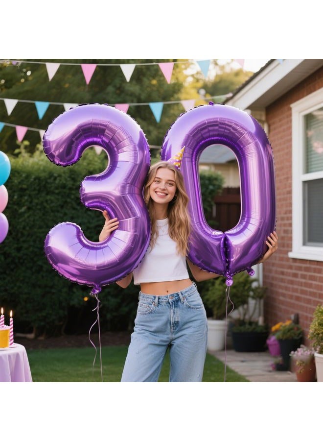 Kelfuoya 40 Inch Purple Number 0 Balloon Giant Large Nmuber 0 10 20 Foil Balloon for Birthdays,Anniversaries Graduations, 10th 20th Birthday Decorations - Image 4