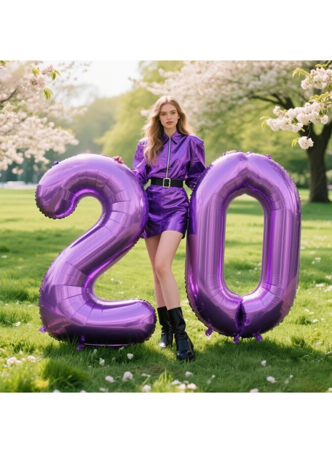 Kelfuoya 40 Inch Purple Number 0 Balloon Giant Large Nmuber 0 10 20 Foil Balloon for Birthdays,Anniversaries Graduations, 10th 20th Birthday Decorations - Image 3