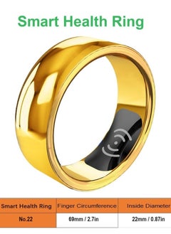 Smart Health Ring for Health Monitor Sleep Monitoring Blood Oxygen Heart Rate Calories Burned Finger Temperature Step Tracker Newest Intelligent Wearable Device Wireless Charging Gold No.22