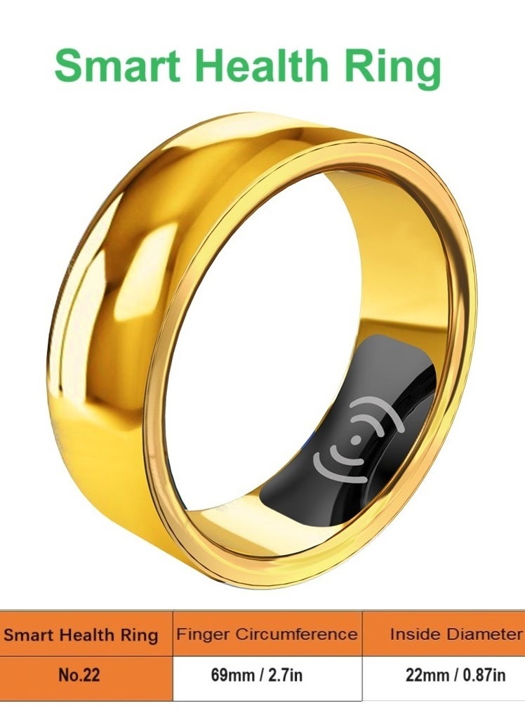 General - Smart Health Ring for Health Monitor Sleep Monitoring Blood Oxygen Heart Rate Calories Burned Finger Temperature Step Tracker Newest Intelligent Wearable Device Wireless Charging Gold No.22 - Image 1