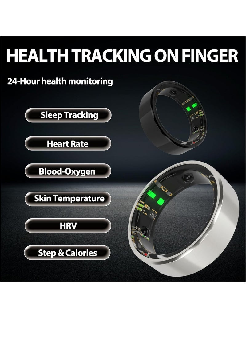 General - Smart Health Ring for Health Monitor Sleep Monitoring Blood Oxygen Heart Rate Calories Burned Finger Temperature Step Tracker Newest Intelligent Wearable Device Wireless Charging Gold No.22 - Image 1