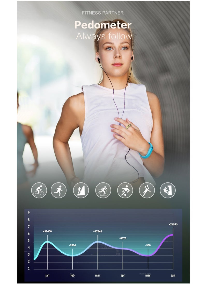 General - Smart Health Ring for Health Monitor Sleep Monitoring Blood Oxygen Heart Rate Calories Burned Finger Temperature Step Tracker Newest Intelligent Wearable Device Wireless Charging Gold No.22 - Image 1