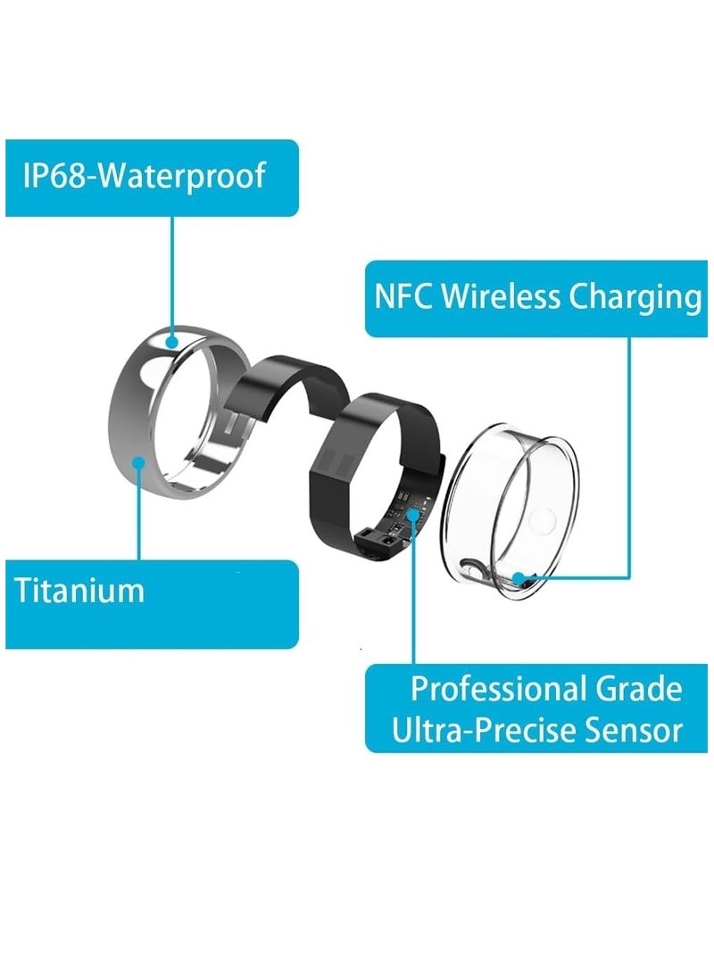General - Smart Health Ring for Health Monitor Sleep Monitoring Blood Oxygen Heart Rate Calories Burned Finger Temperature Step Tracker Newest Intelligent Wearable Device Wireless Charging Gold No.22 - Image 1