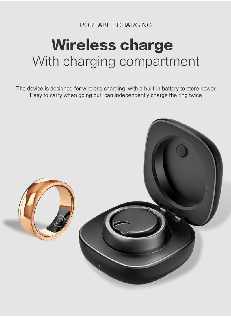 General - Smart Health Ring for Health Monitor Sleep Monitoring Blood Oxygen Heart Rate Calories Burned Finger Temperature Step Tracker Newest Intelligent Wearable Device Wireless Charging Gold No.22 - Image 1