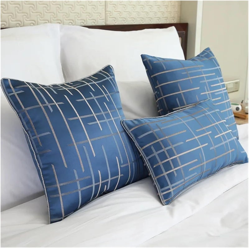 Geometric Blue Stripe Bed Runner Elegant Tassels Bed Flag Homestay Cover(30X50CM Pillow CASE_Stripe) - Image 3